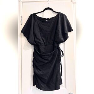 Free People Black Body Con Wrap Mini Dress Open Back Size medium